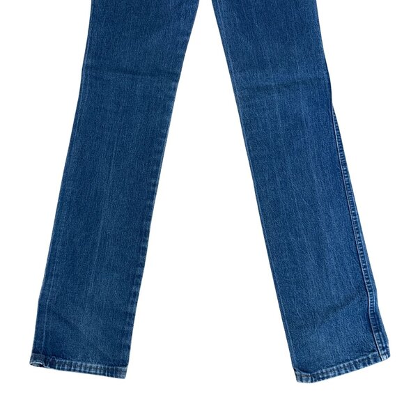Wrangler 936DEN Mens Jeans 32 37 Tall Straight Leg Medium Wash Blue Logo Western - Picture 7 of 8